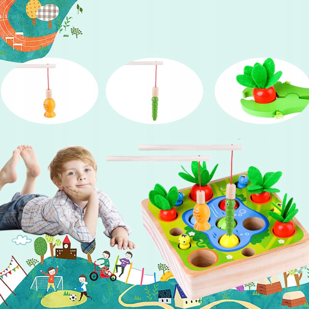 ZABAWKI MONTESSORI, DREWNIANE ZABAWKI ROZWIJAJĄCE ZDOLNOŚCI MOTORYCZNE Stan opakowania oryginalne