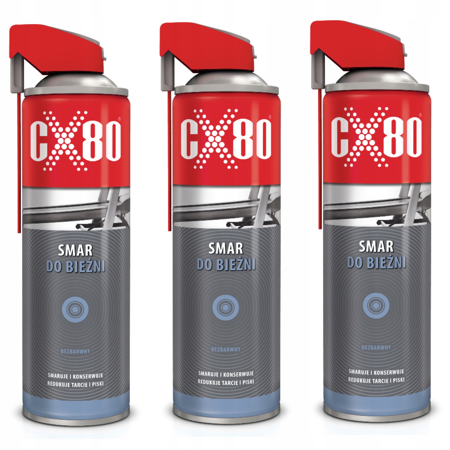 CX80 Smar do bieżni bezbarwny konserwacja smarowanie w sprayu 500ml x3