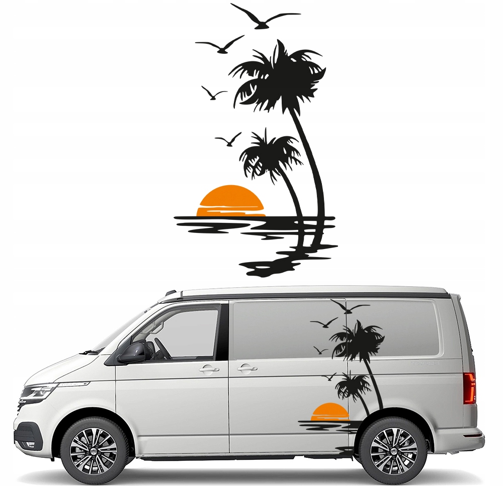 Nalepka Grafika na karavan Príves Palmy Pláž Beach Slnko Sun 90x150