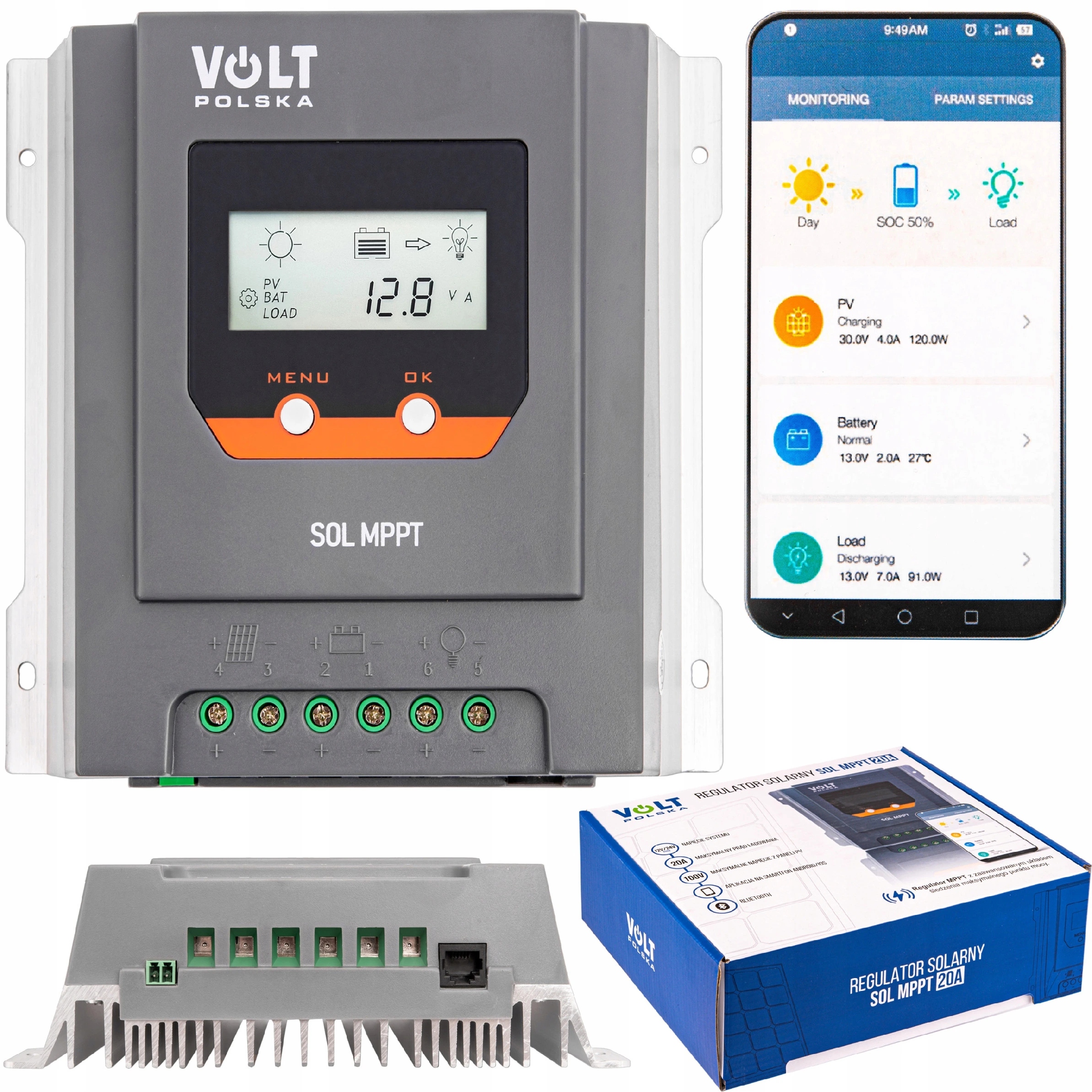 Solárny regulátor Sol Mppt 20A (100V) 12/24V LCD Bluetooth
