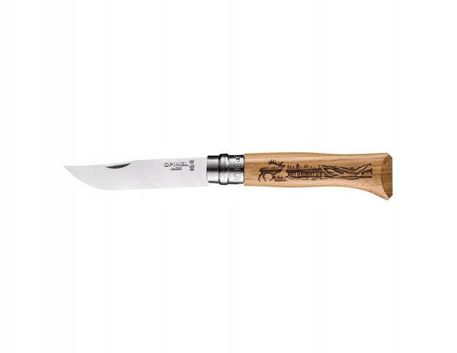 Nóż składany Opinel 8 inox dąb seria Animal jeleń