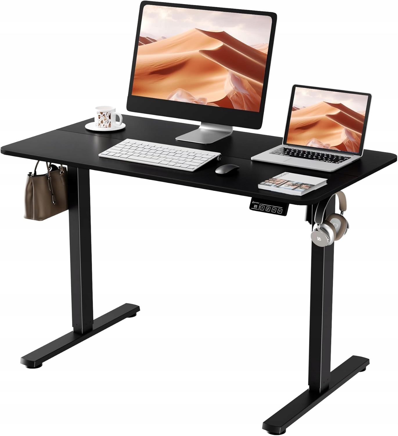 Ergomaker elektrický nastaviteľný písací stôl 110 x 60 cm, stojaci, čierny, do kancelárie