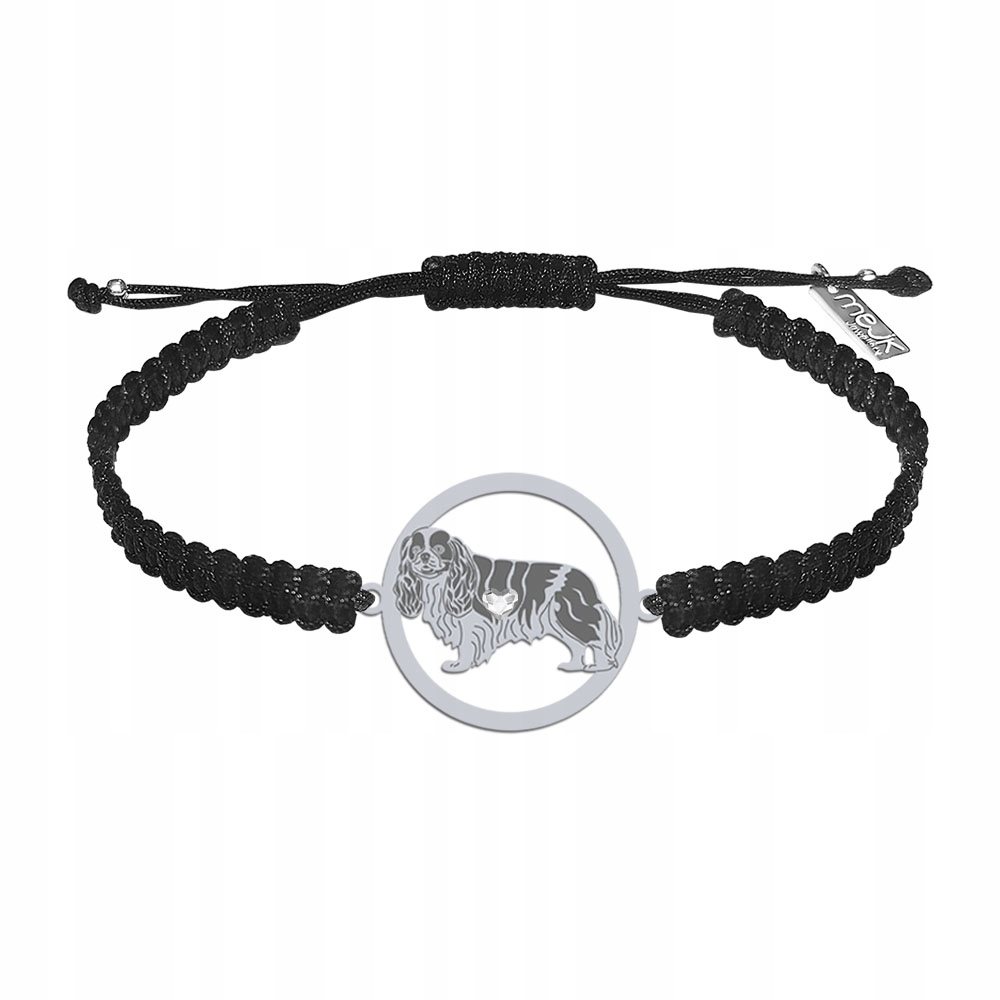 Stříbrný náramek Cavalier King Charles Spaniel 925 Makramé Gravírování Bonus