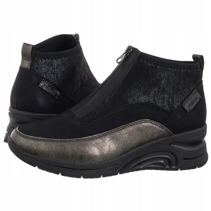 Dámské Dámské Kotníkové Boty na podpatku Rieker černé N9362 Black Combination