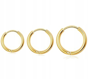 

Kolczyki Złote Kółka 3 szt 10 ,12,14 mm Stal 316 L