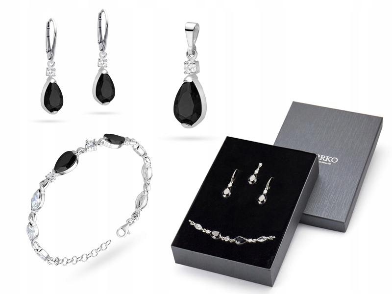 Stříbrný Komplet 925 Náramek Náušnice Přívěsek