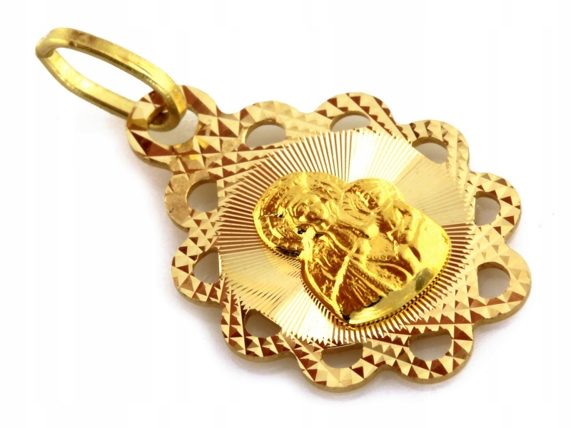 Zlatý medailonek 585 na svaté přijímání pro dívku, 0.89 g, lesklý jako dárek