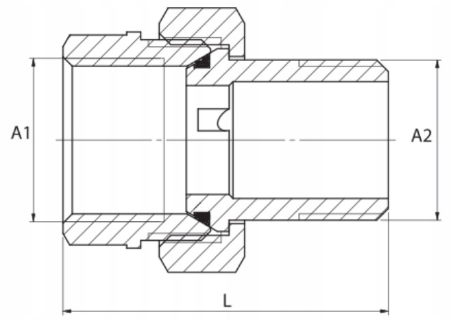 ŚRUBUNEK PÓŁŚRUBUNEK MOSIĘŻNY PROSTY 5/4" CALA DN32 Z USZCZELKĄ ORINGIEM Stan opakowania oryginalne