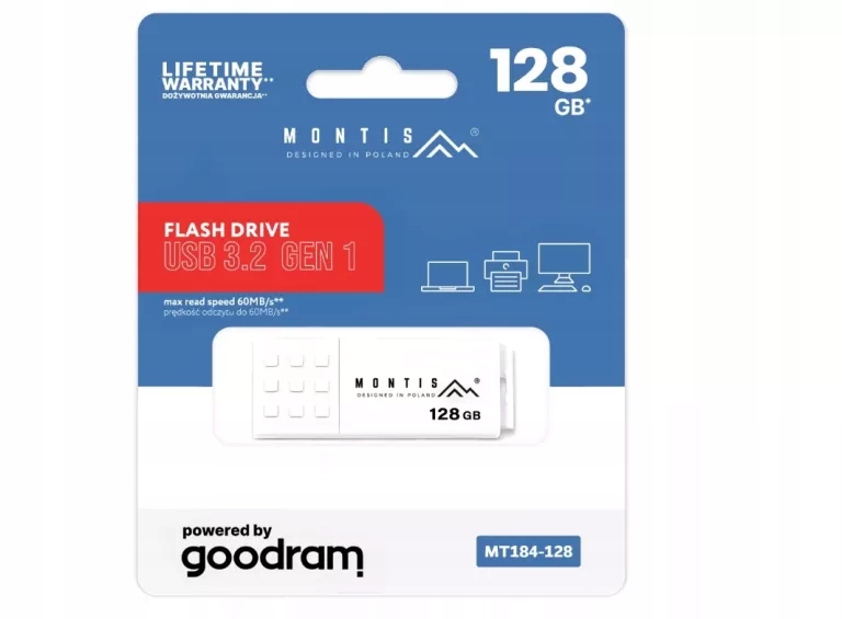 Pendrive Montis MT184-128 128 GB USB 3.2 biały