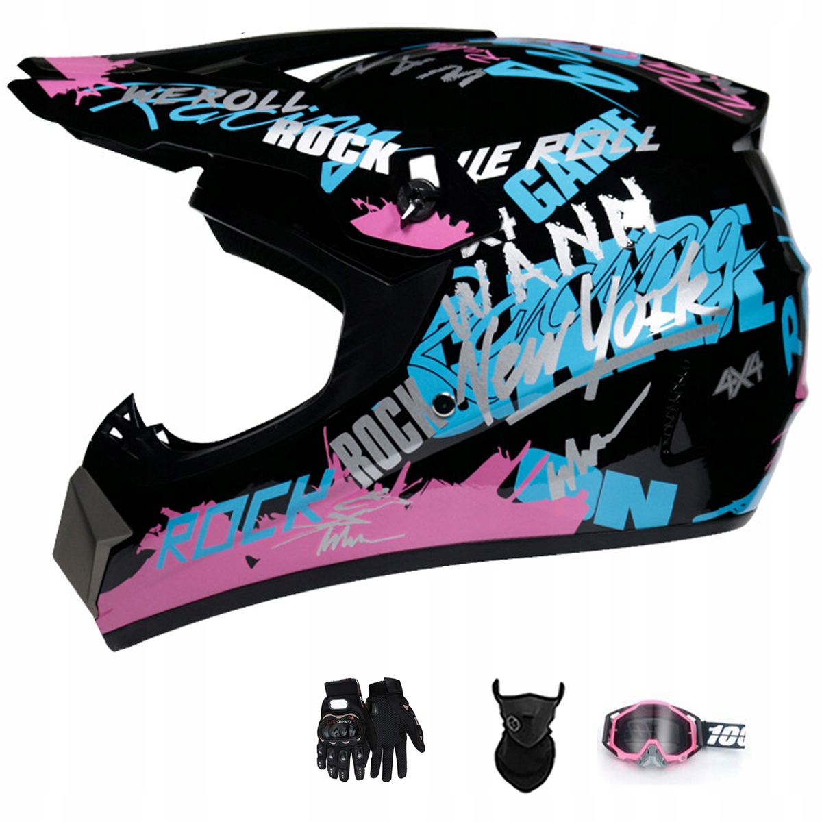 Motocyklová Přilba Lehká Enduro Quada Brýle Rukavice Maska XL