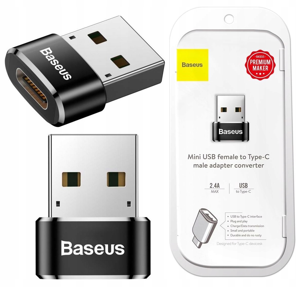 Adapter Przejściówka Baseus gniazdo Usb C na wtyk Usb A Przejście Usb-c Usb