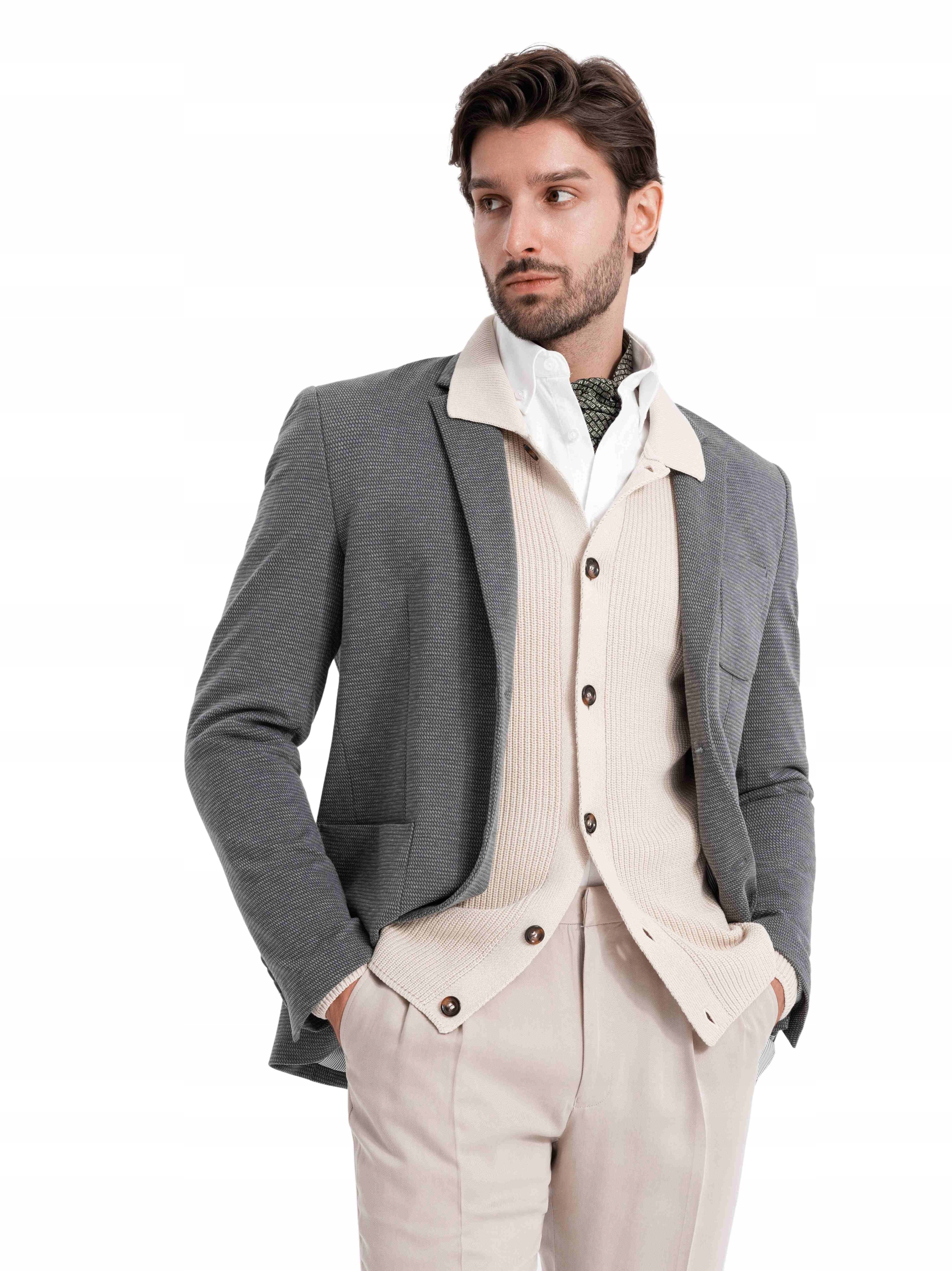 Elegantní sako módní grafitová bunda V3 OM-BLZB-0129 vel. S