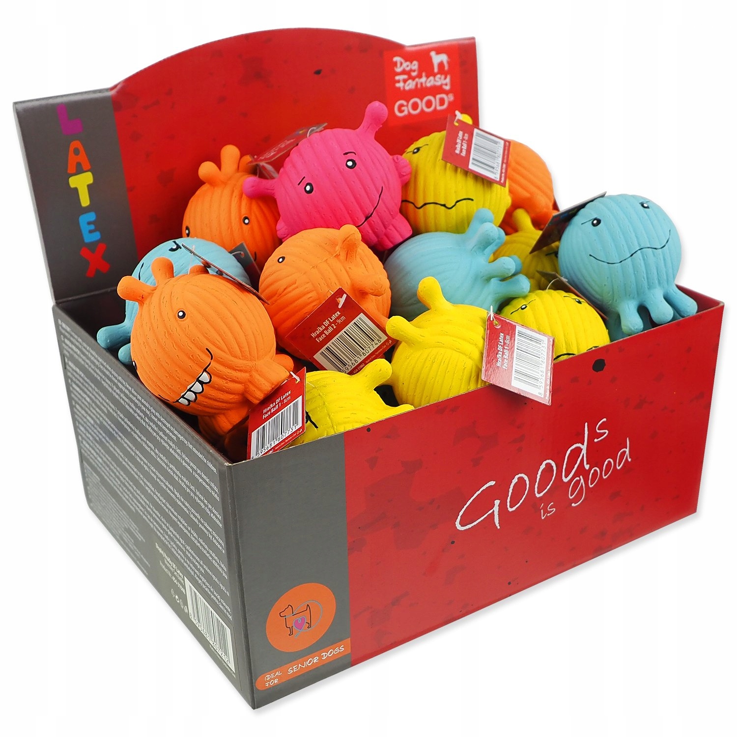 Levně Dog Fantasy Display Toys Dog Fantasy Latexový míček na obličej 24 ks