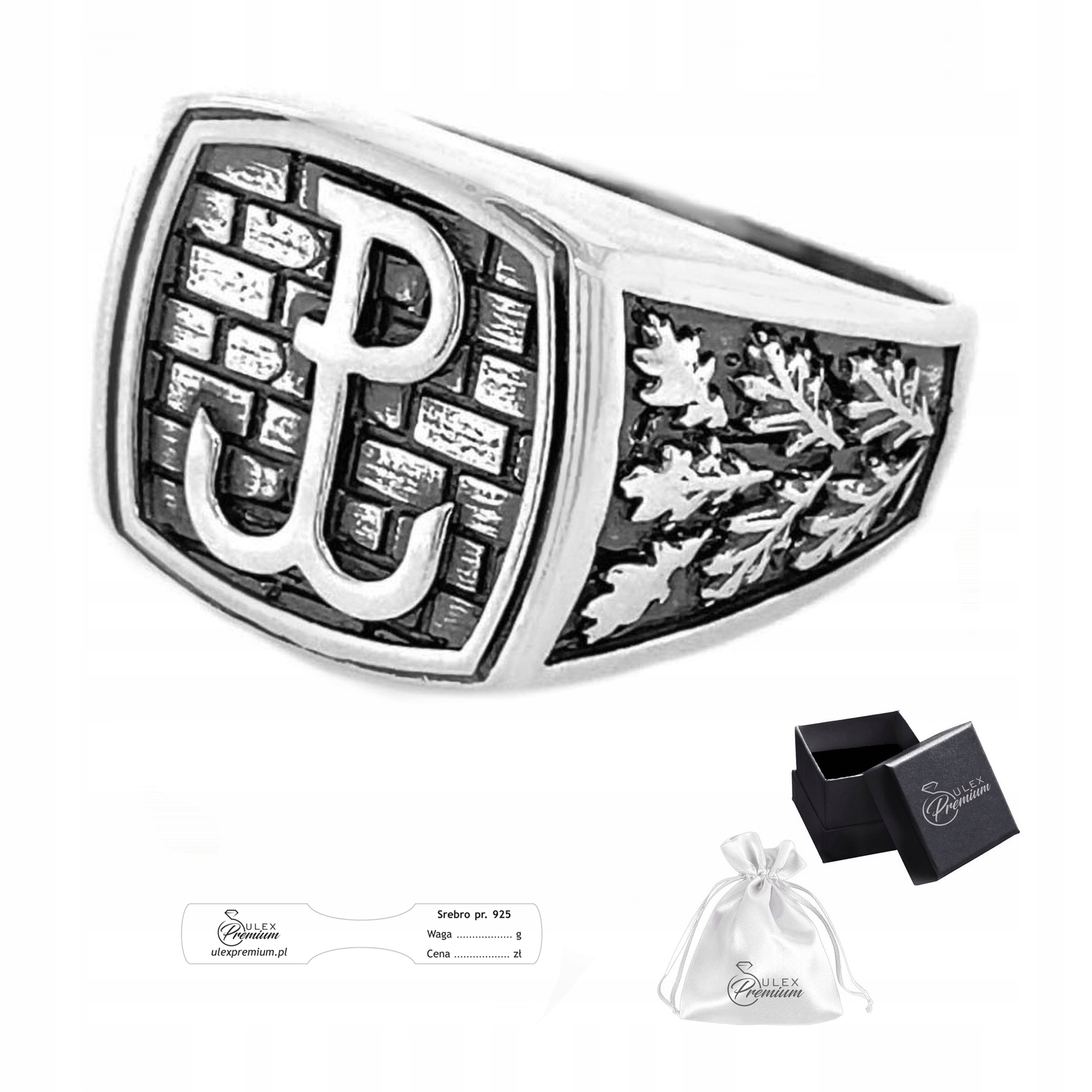 Sygnet Patriotický stříbrný ryzost 925 Prsten Polsko Bojující vel. 34