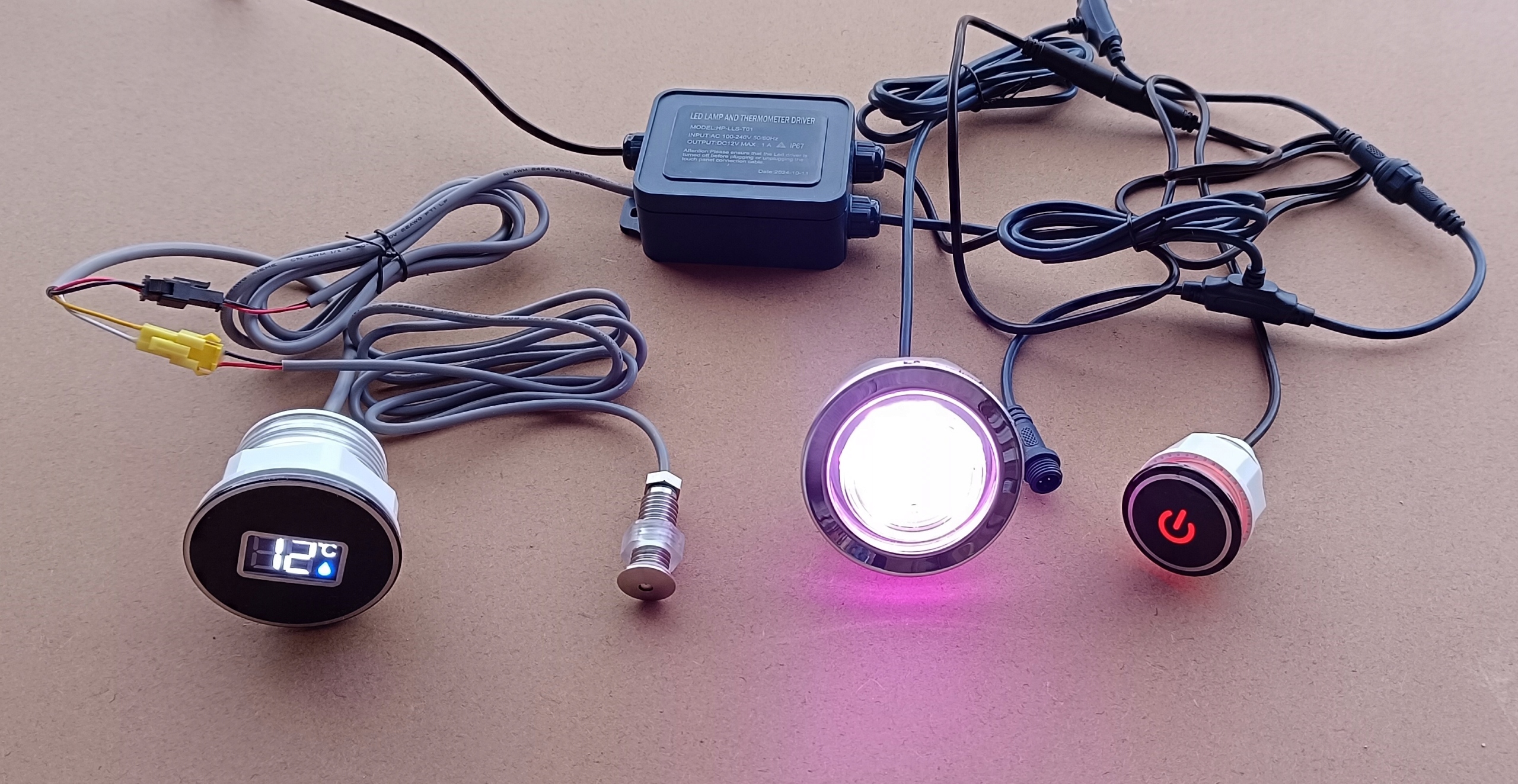 Led ovládač podvodné svetlo teplomer do vane Balia, dotykový panel