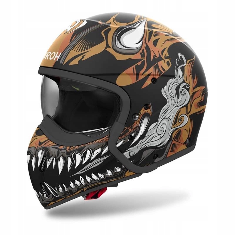 Motocyklová prilba Airoh J110 Oni Gloss čierna oranžová Darčeky