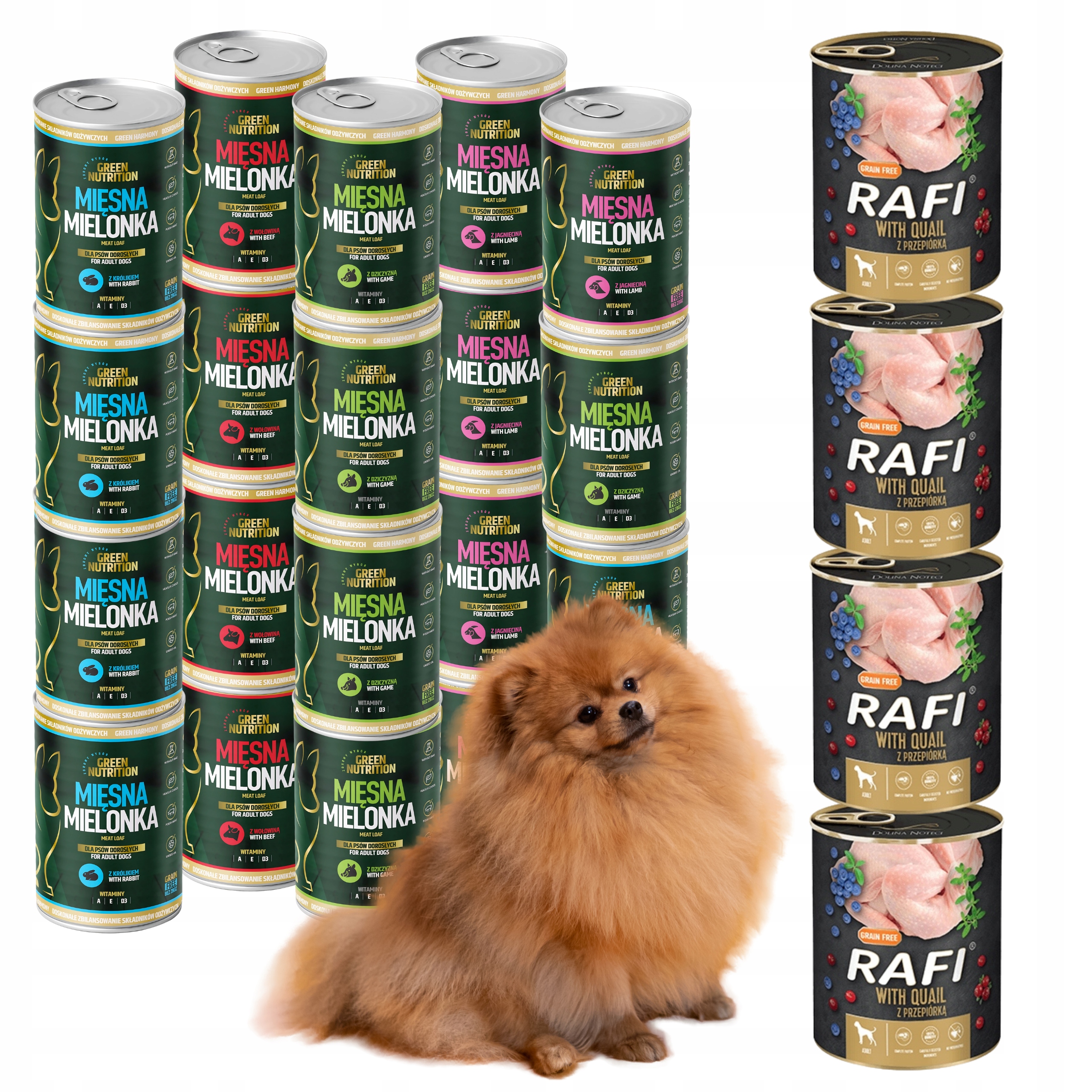 Levně Krmivo pro psy Bezobilné Rafi Green Nutrition Mix Sada konzerv 400g 24ks