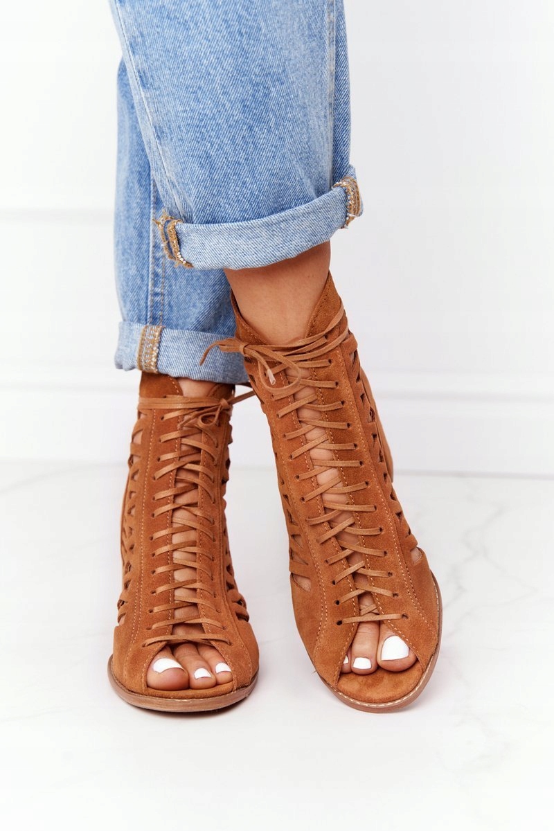 AŻUROWE ZAMSZOWE BOTKI MACIEJKA RUDE 04040 40 Rozmiar 40