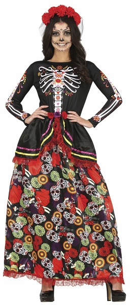Kostým Catrina Kostra Los Muertos Halloween Karneval L