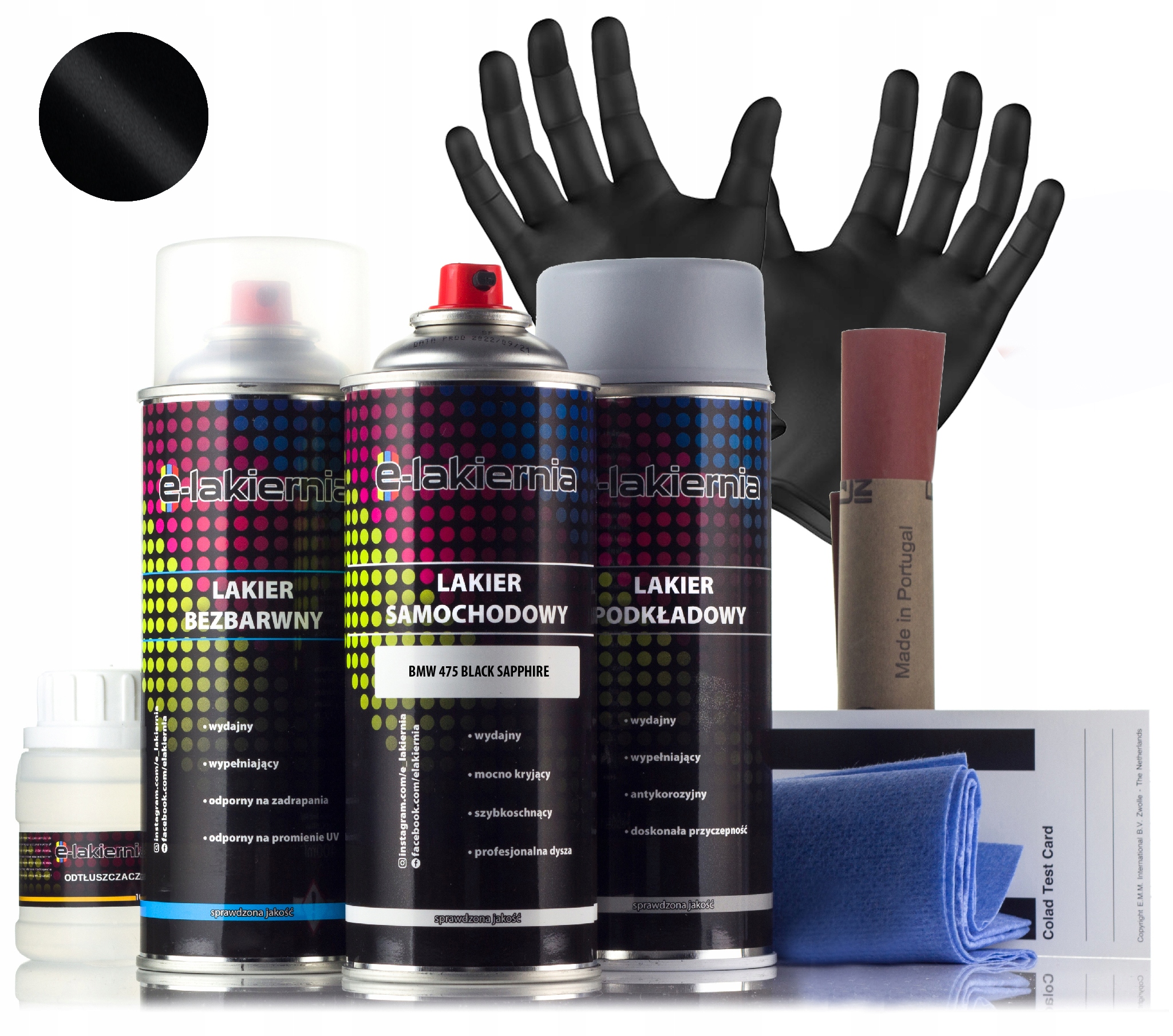 Lakier Samochodowy Spray Podkład Bezbarwny Bmw 475 Black Sapphire