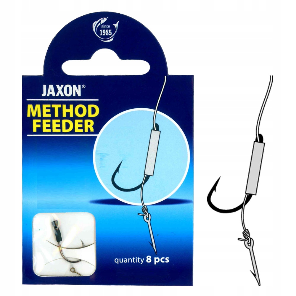 Haki z przyponem z włosem i igłą Jaxon Method Feeder rozm.#8 10cm 8szt.