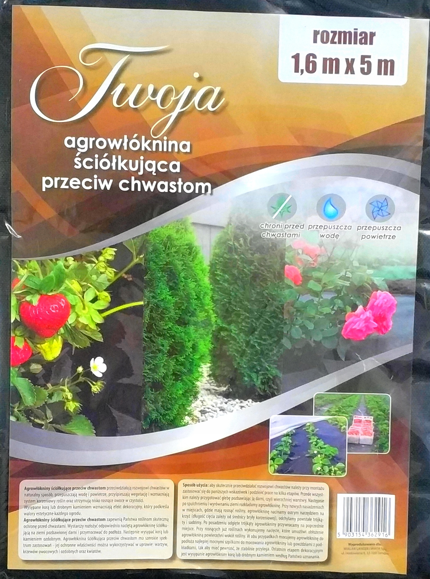 

Agrowłóknina Czarna Ściółkująca 50G Twoja 1.6x5 m