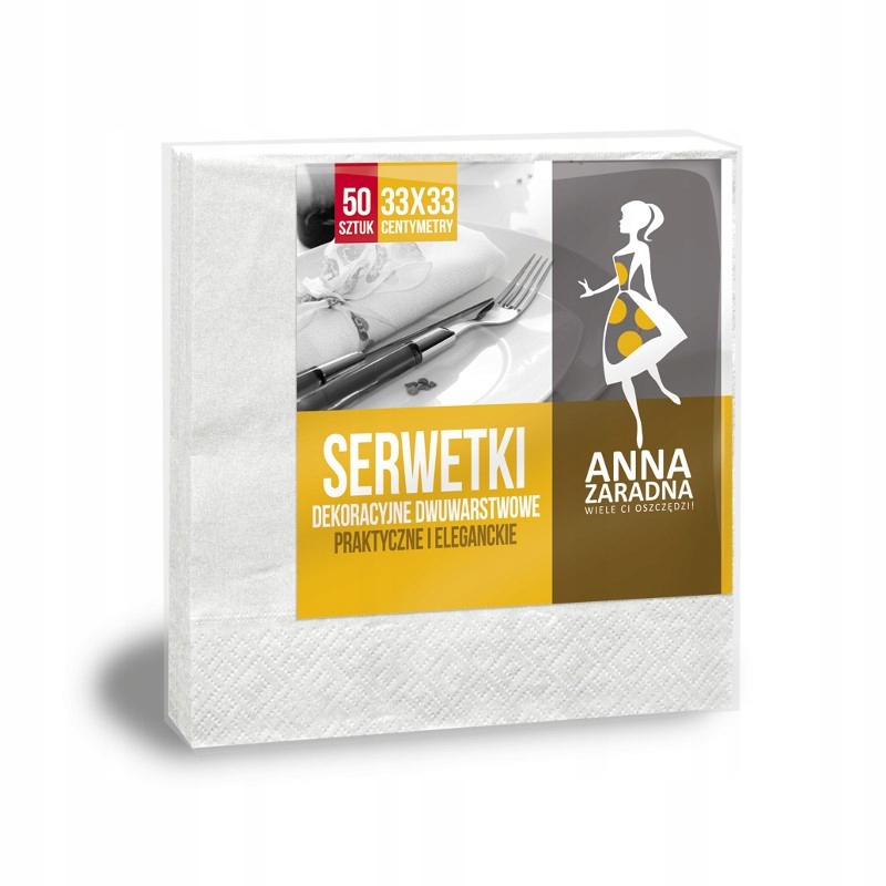 

Serwetki warstwowe 50szt 33cm białe Anna Zaradna
