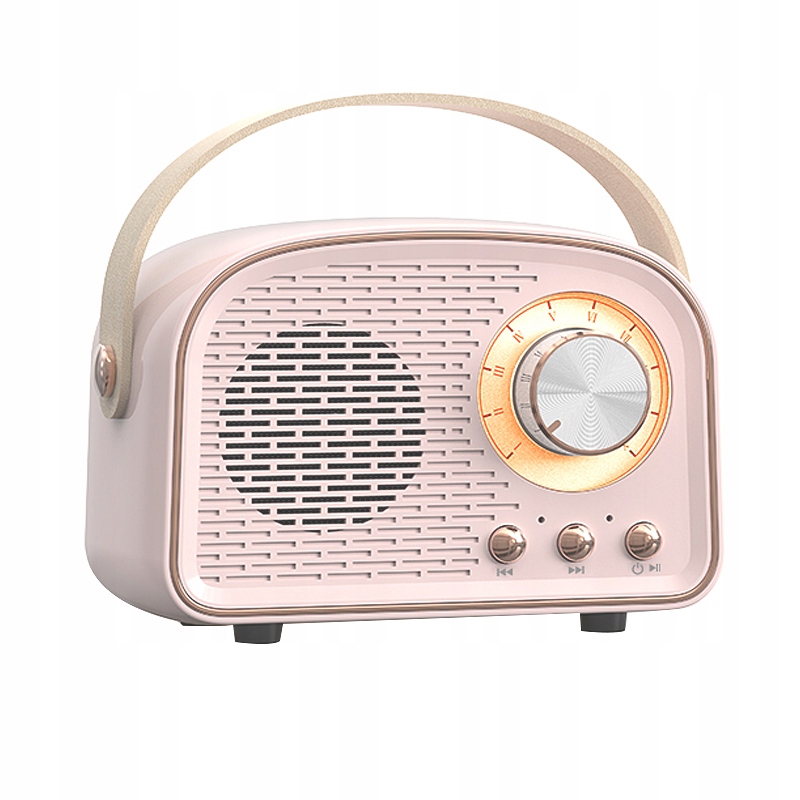 BEZPRZEWODOWY GŁOŚNIK BLUETOOTH PRZENOŚNY RADIO FM USB MP3 RÓŻOWY RETRO Wysokość produktu 7.8 cm