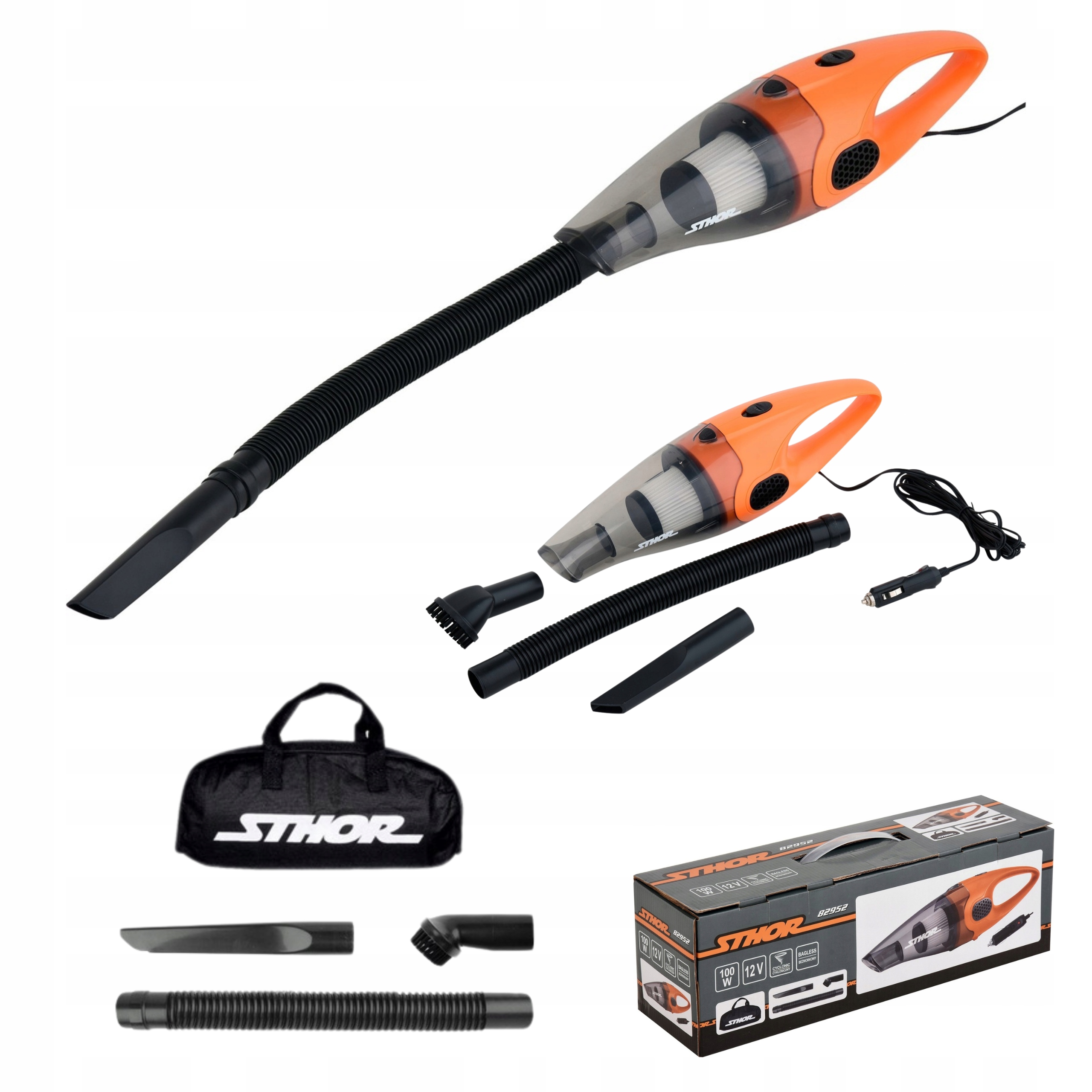 Odkurzacz Samochodowy Mocny Bezworkowy Do Auta Filtr Hepa 12V 100W