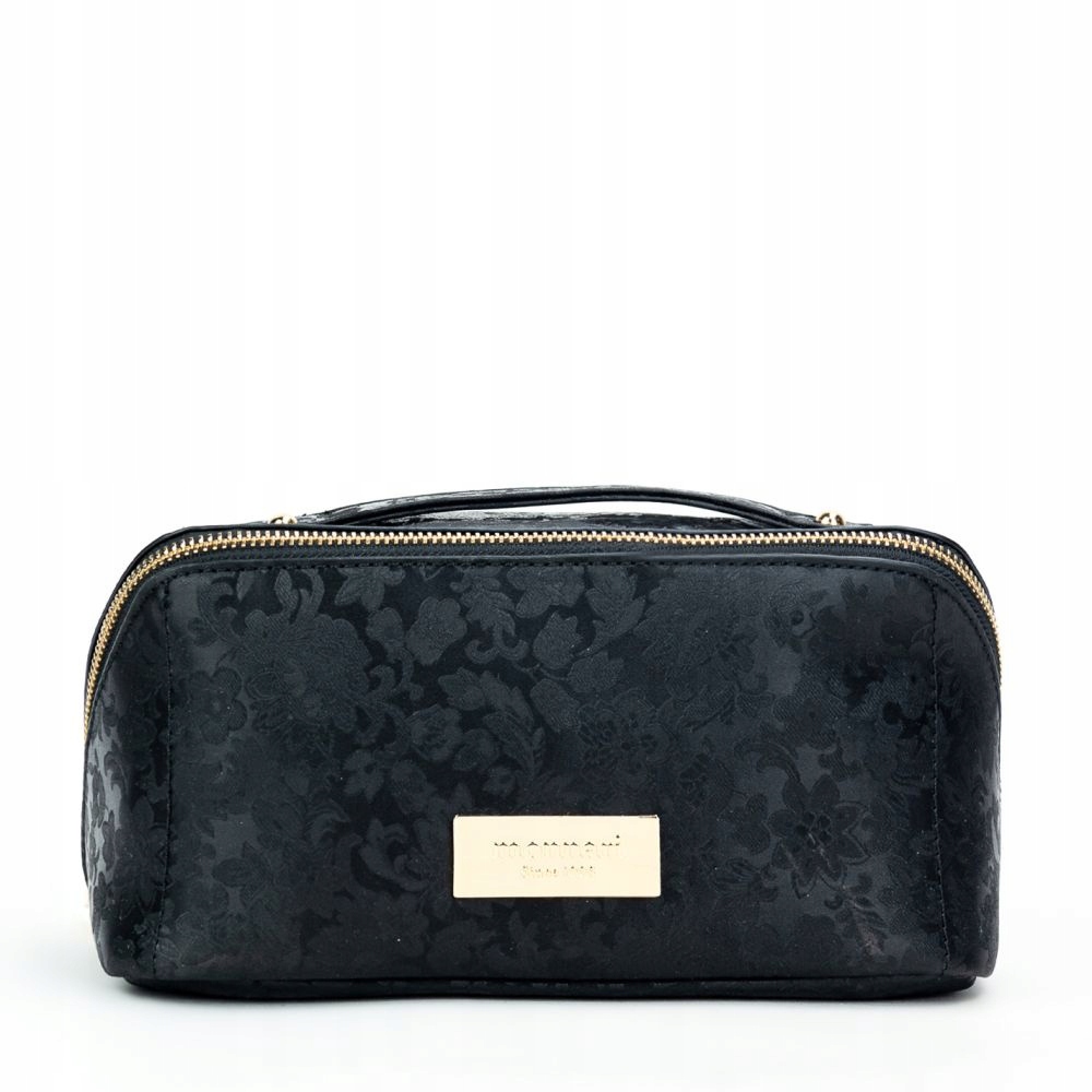 Czarna Kosmetyczka Damska Monnari Roślinny Motyw