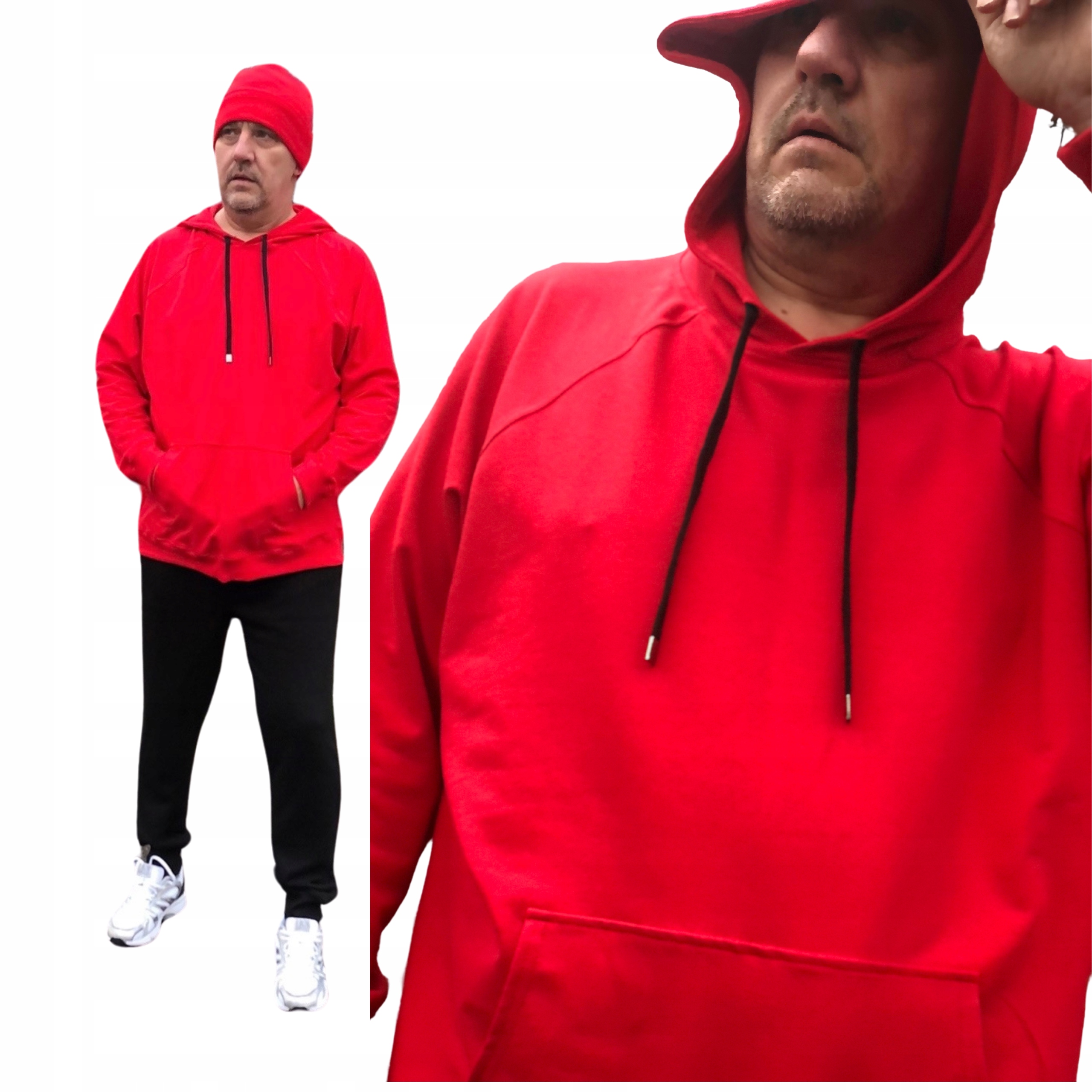 Pánská mikina s kapucí Plus size Červená vel. XXXL Danny