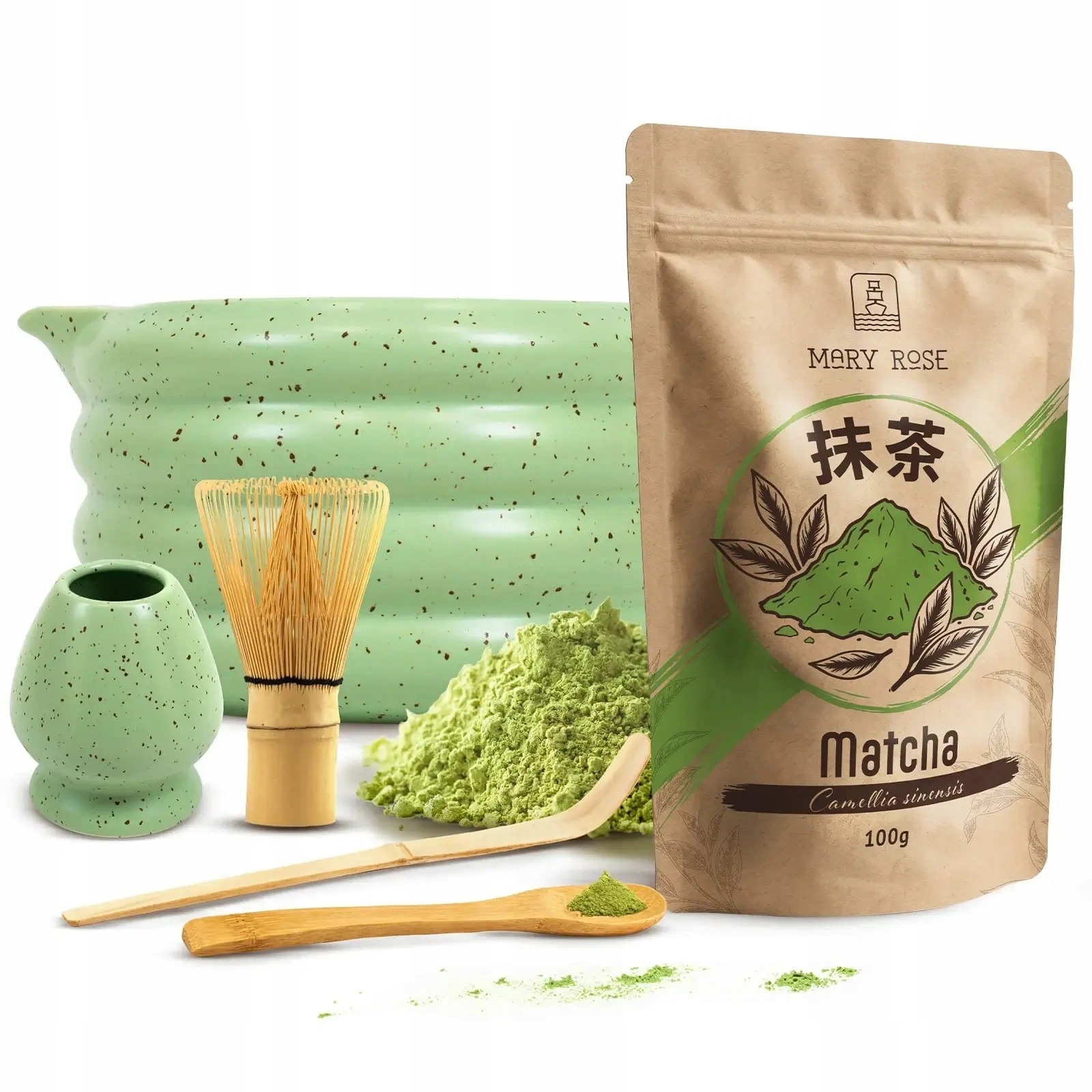 Zestaw Midori do parzenia Matchy Codzienna Matcha 100g Akcesoria Bambus