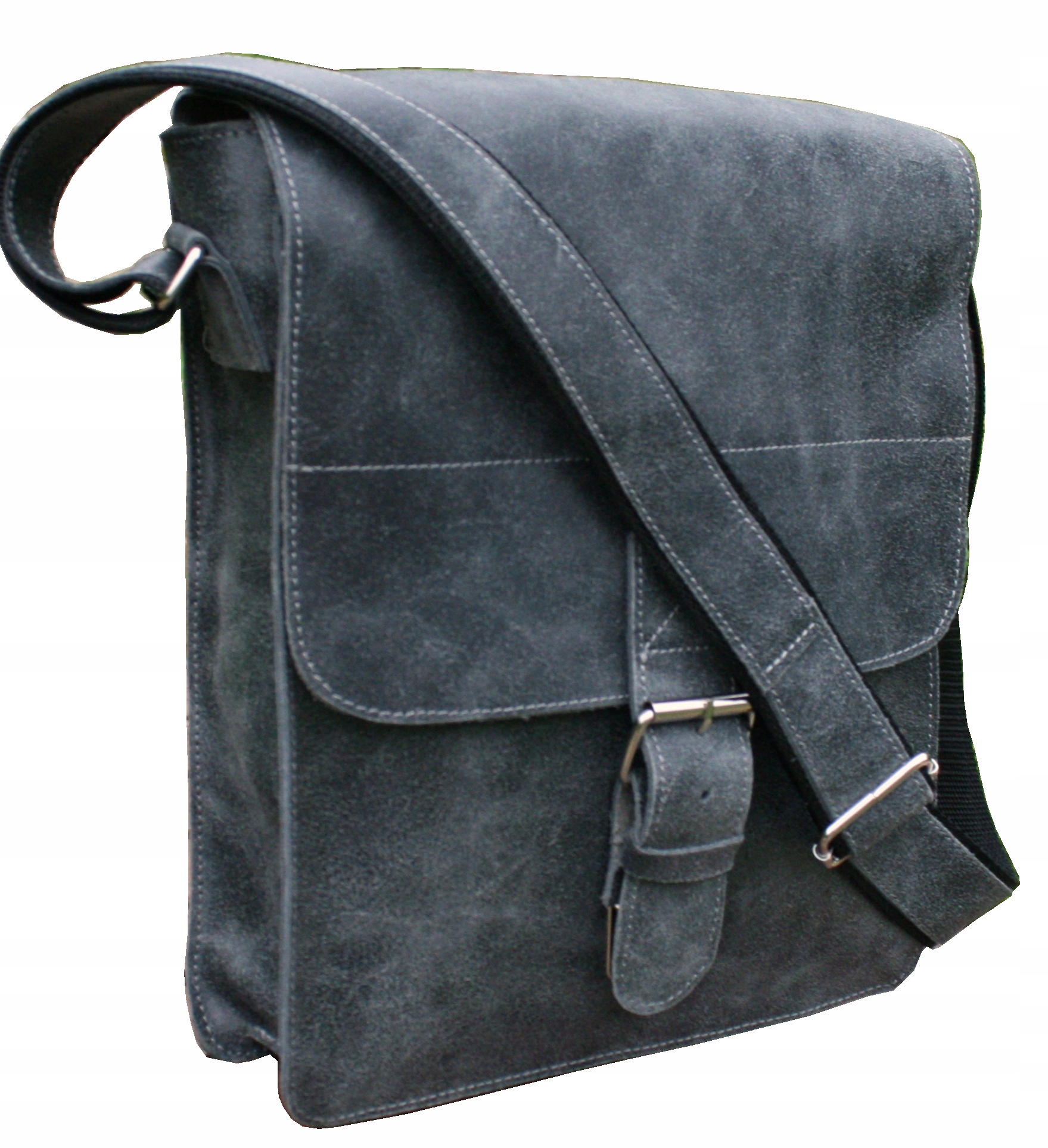 Pánská kožená taška přes rameno s popruhem kabelka přes rameno vintage polská šedá A4