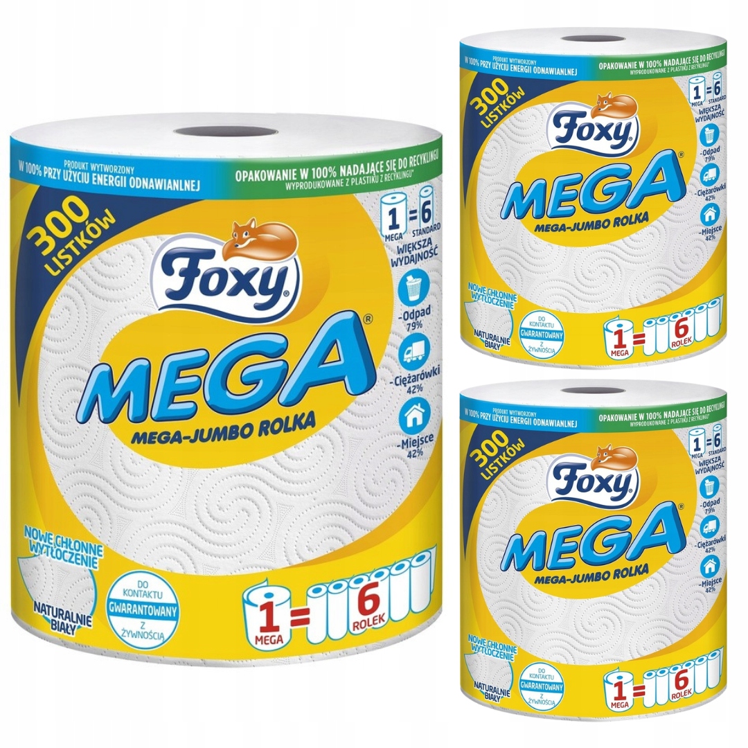 Ręcznik kuchenny Foxy Mega Jumbo (300 listków) x 3
