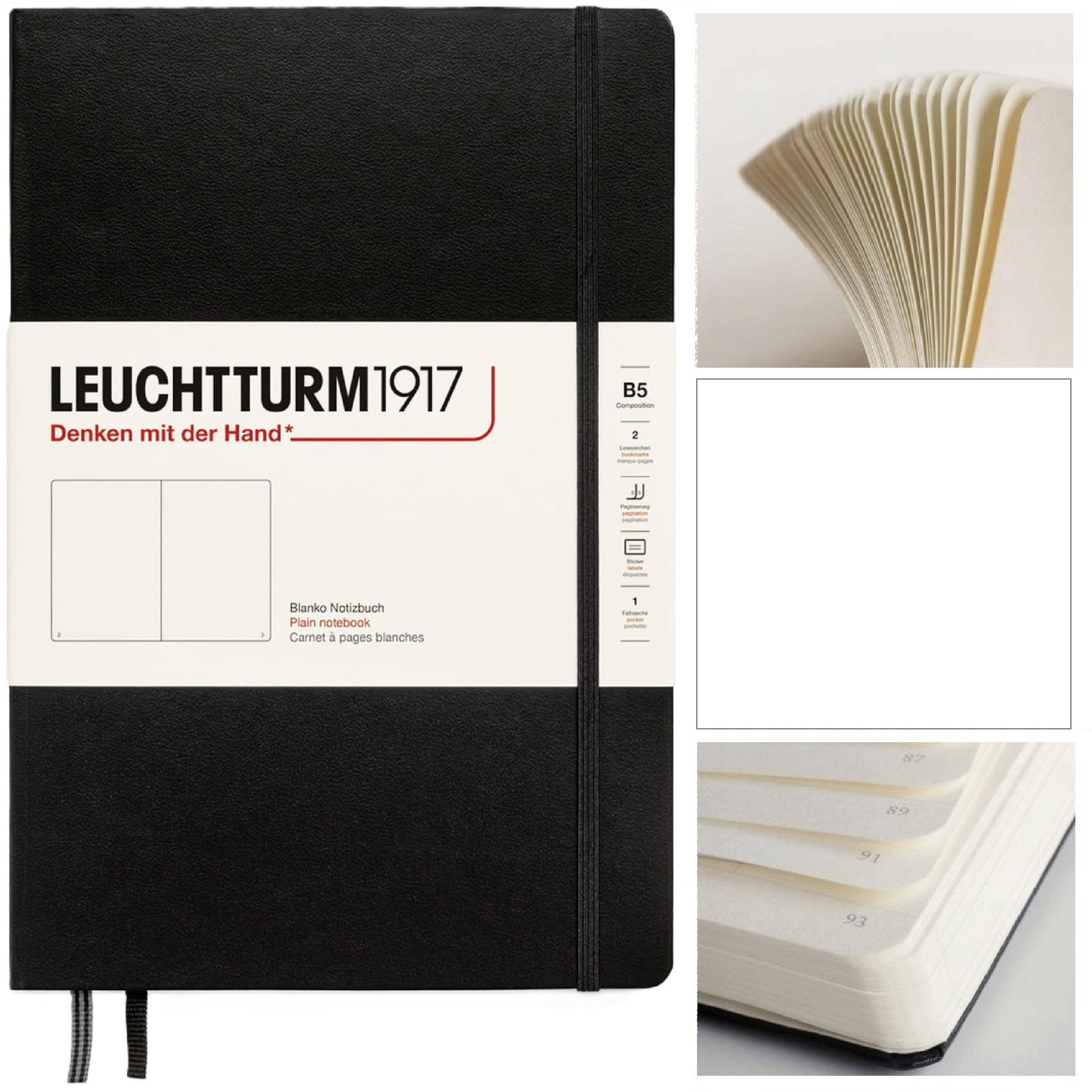 LEUCHTTURM1917 Notatnik Notes B5 Gładki brulion szkicownik Czarny