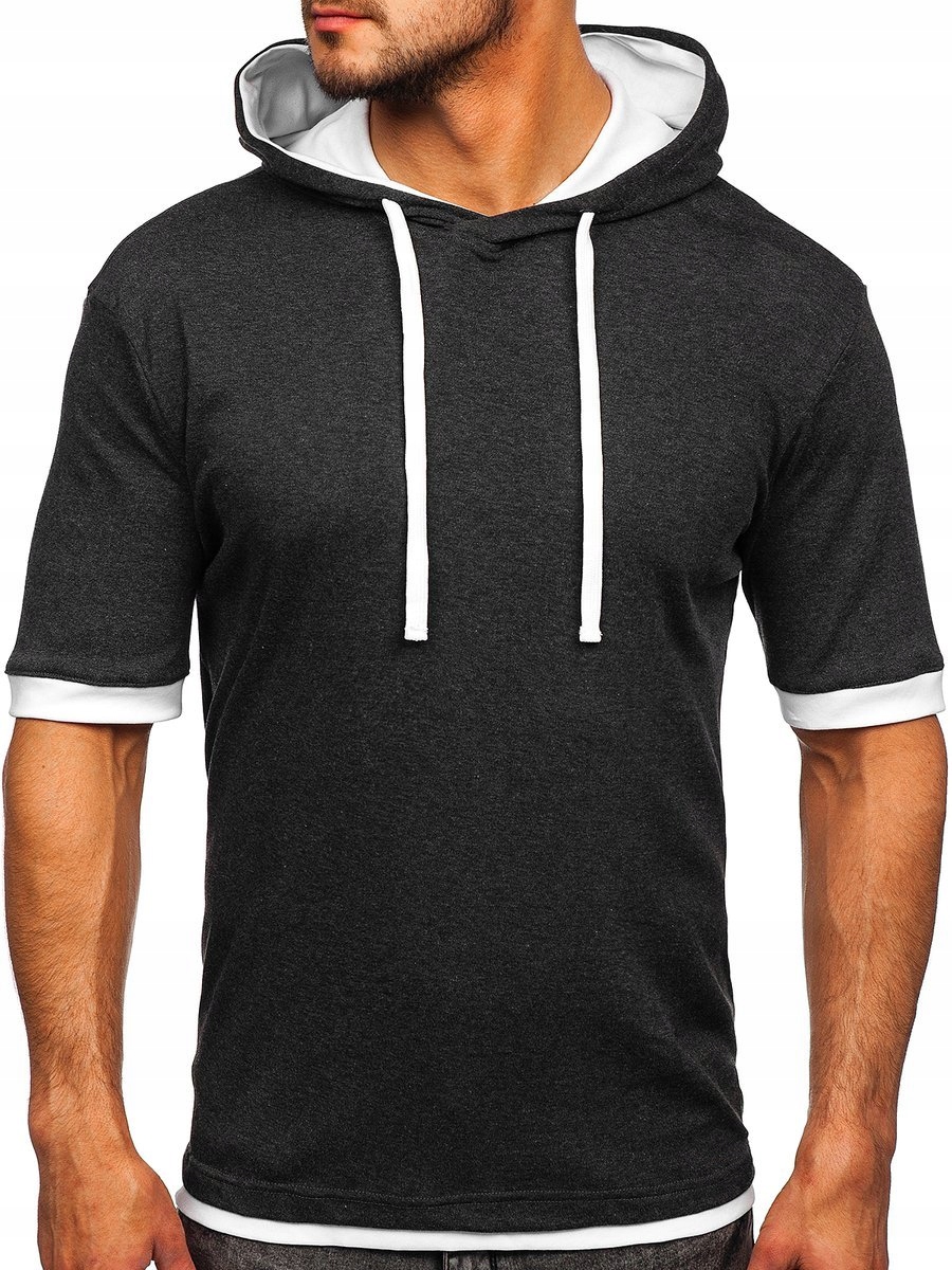 

T-shirt Gładki Antracytowo-biały 08 Rozmiar_m