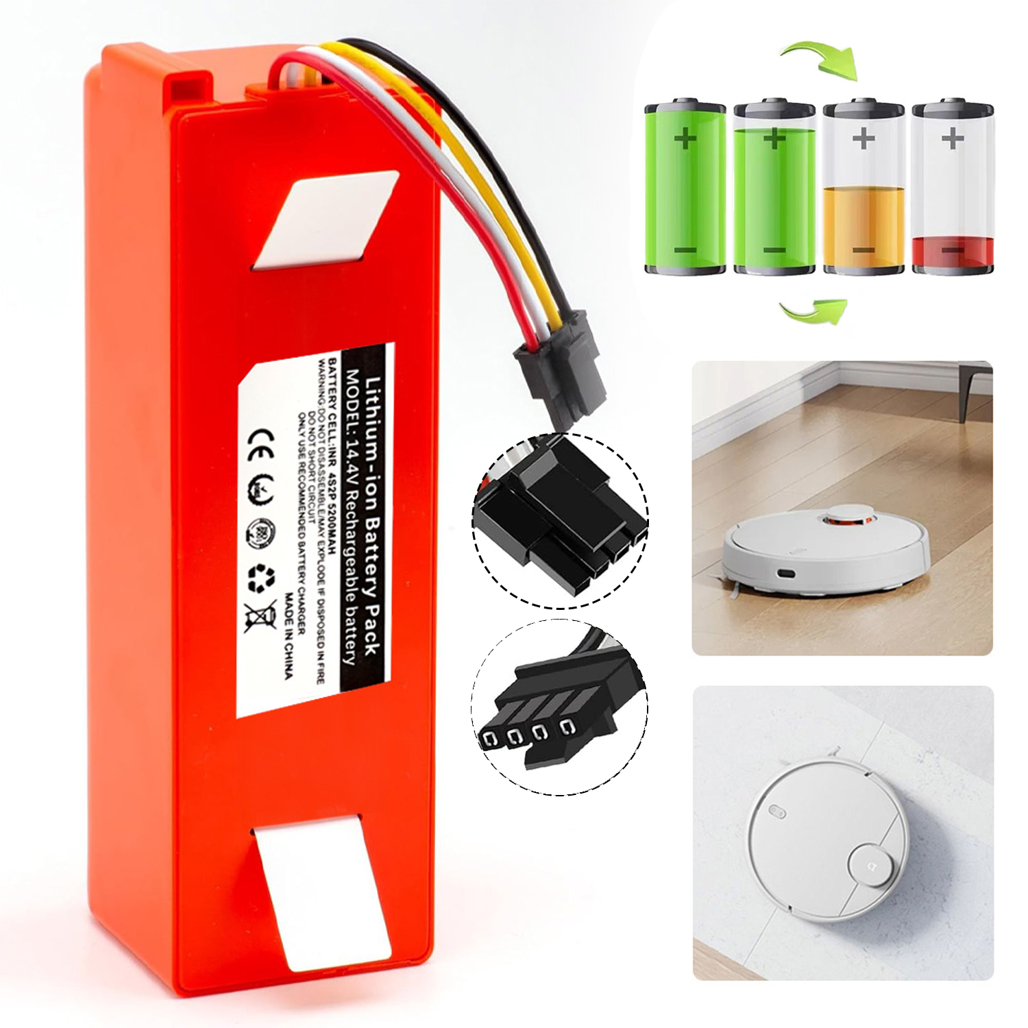 Baterie Akumulátor 5200 Mah Pro Xiaomi Robot Mop S50/S51/S55 Snadné Použití
