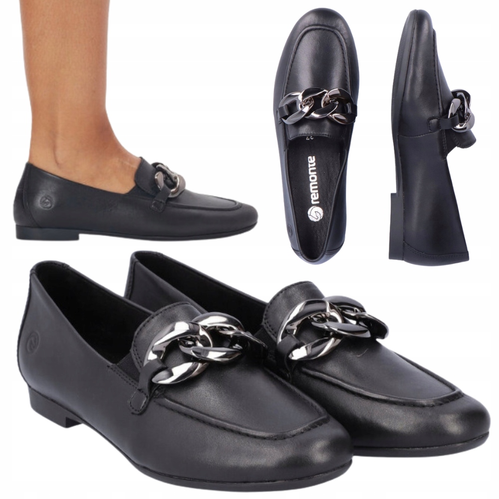 Dámské boty Lordsy mokasíny kožené polobotky Remonte elegantní Rieker 40