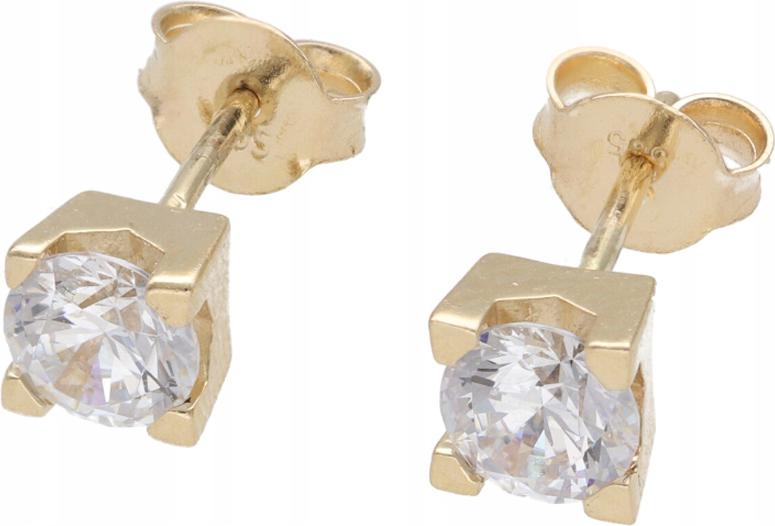 Zlaté náušnice 585 bílá jemná zirkonie tyčinka dárek šroubky dárek