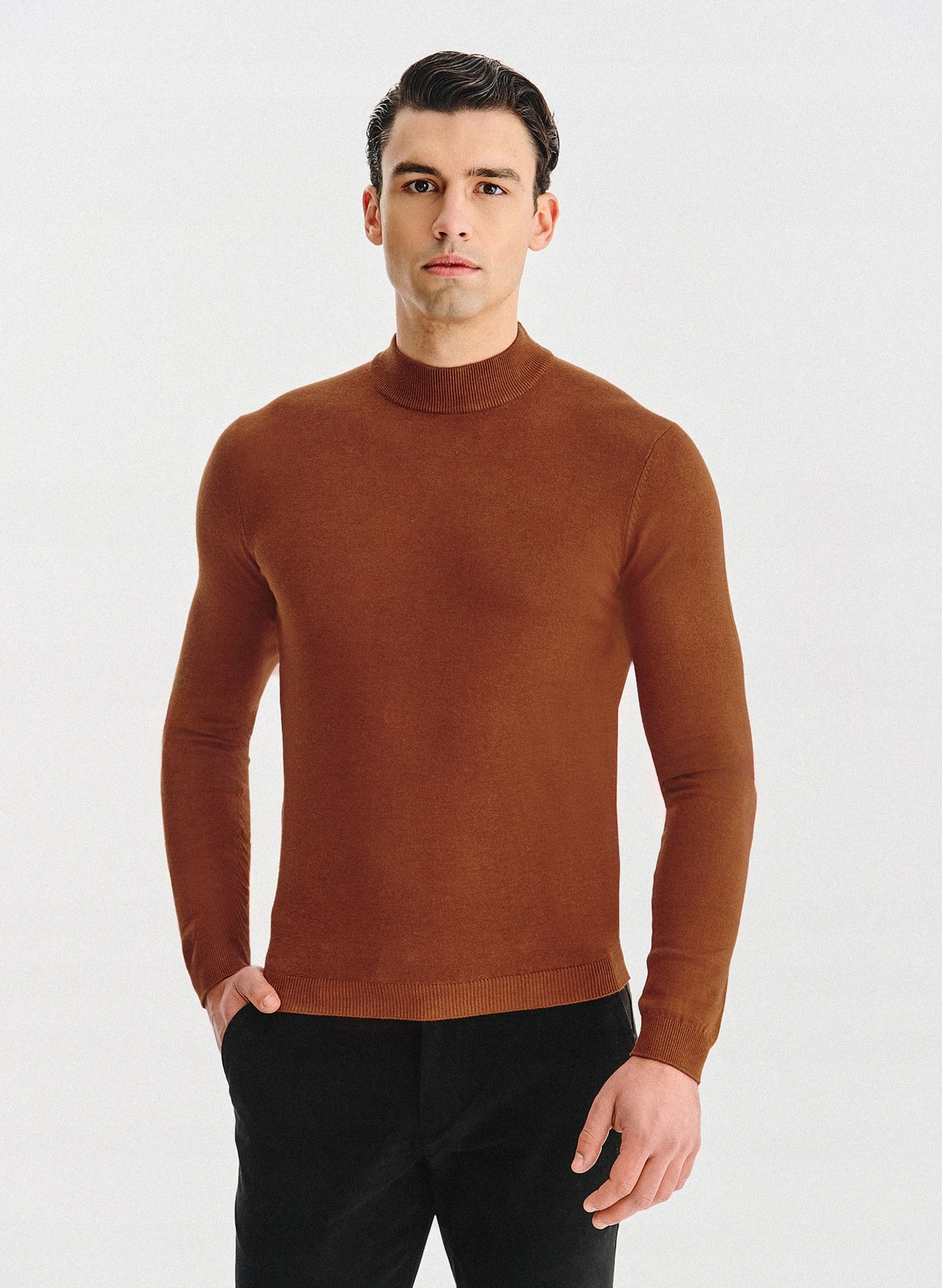Pánský hladký rolák v oranžové barvě Basic Pako Lorente vel XL