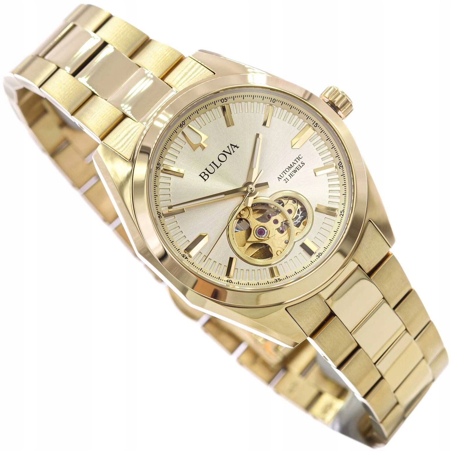 Pánské Hodinky Bulova 97A182 Surveyor Zlaté Na Náramku, Automatické