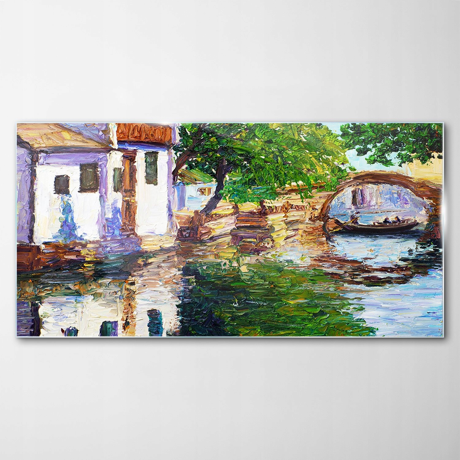 

Obraz Szklany Dekor Wioska Łódź Krajobraz 120x60