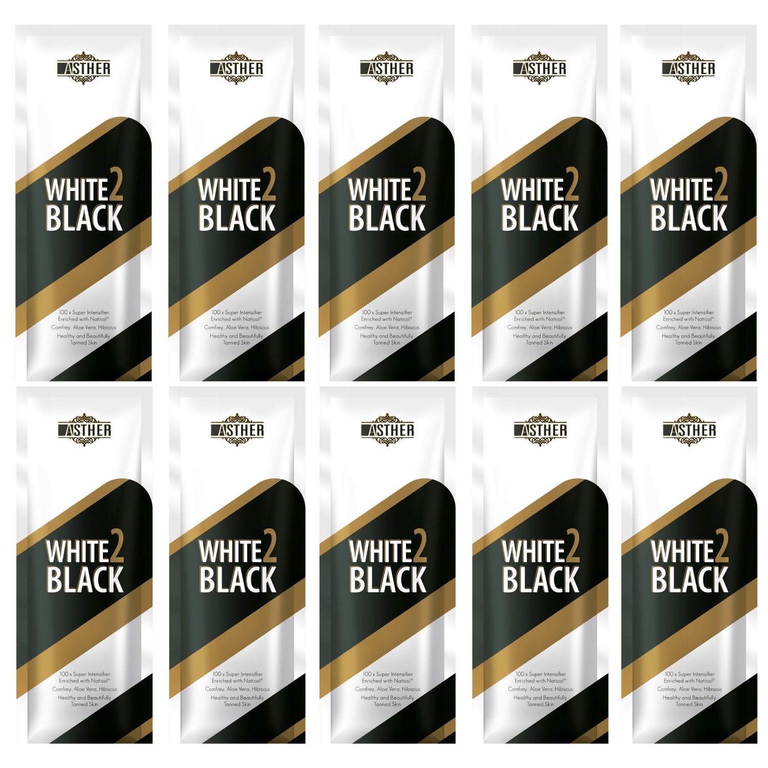 Sada 10x Balzám urychlující opalování Asther White 2 Black 15 ml