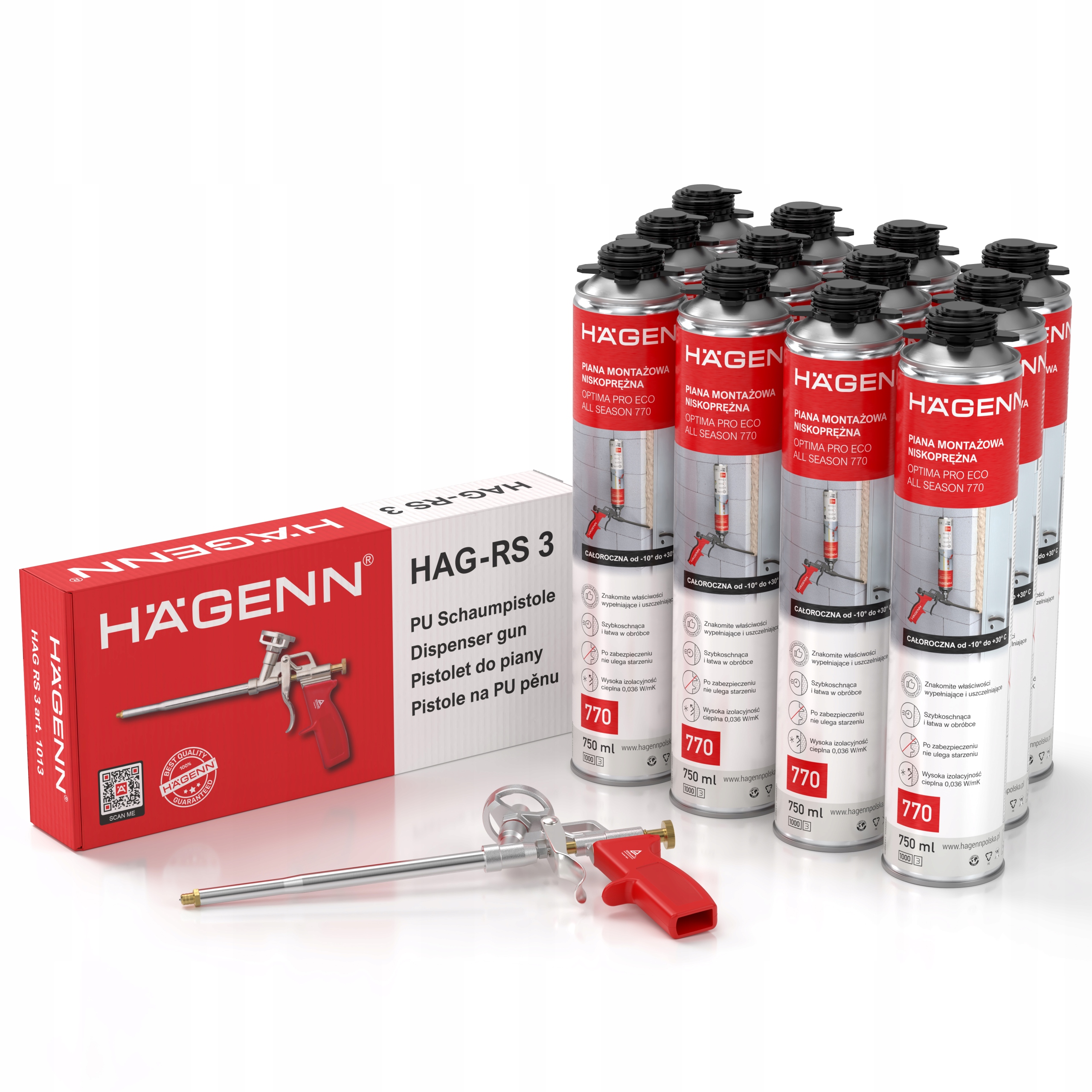 Sada Pištoľová montážna pena Nízkotlaková Pro Eco 750