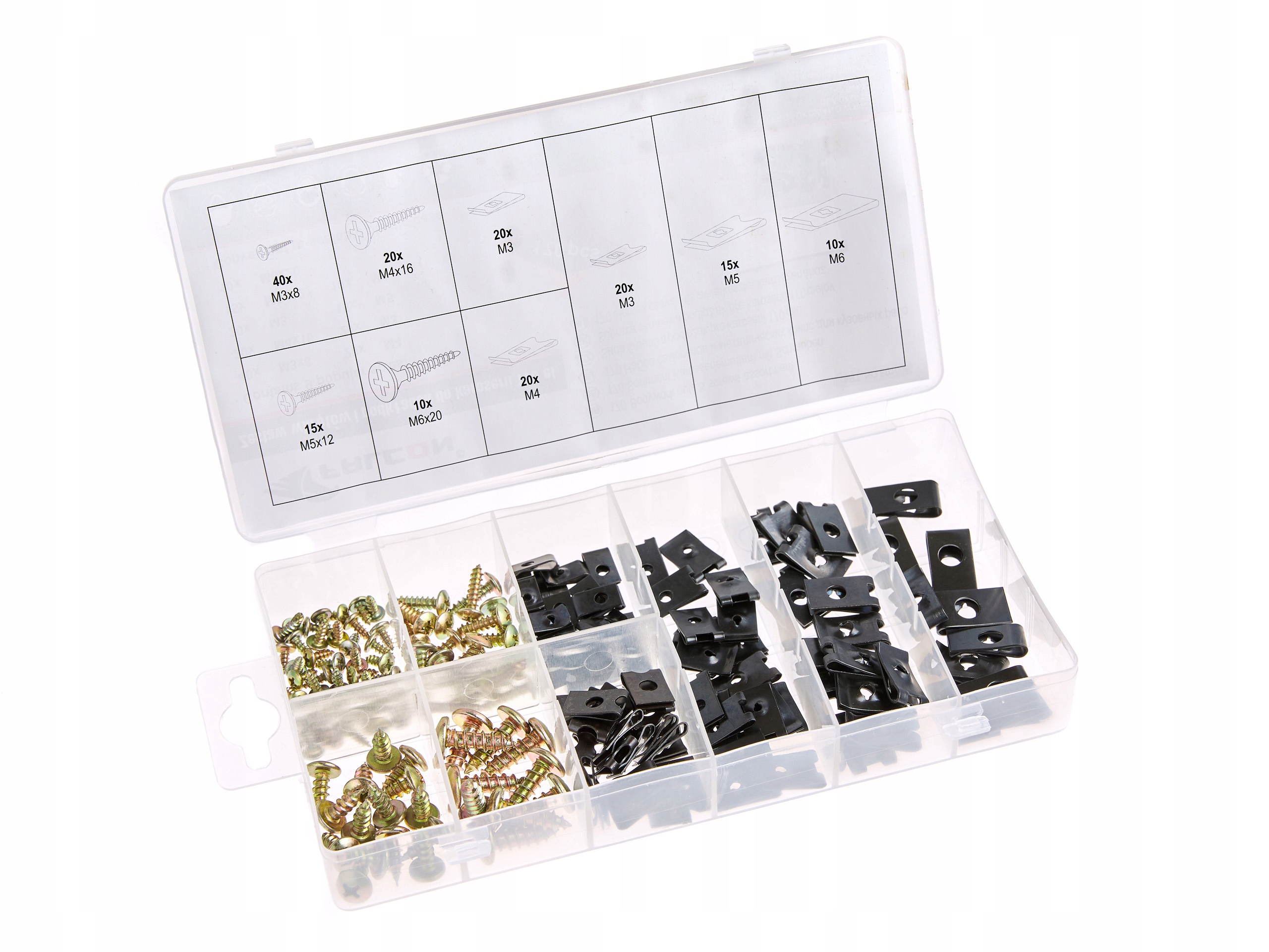 WKRĘTY BLASZKI SPINKI MONTAŻOWE SAMOCHODOWE 170 SZT