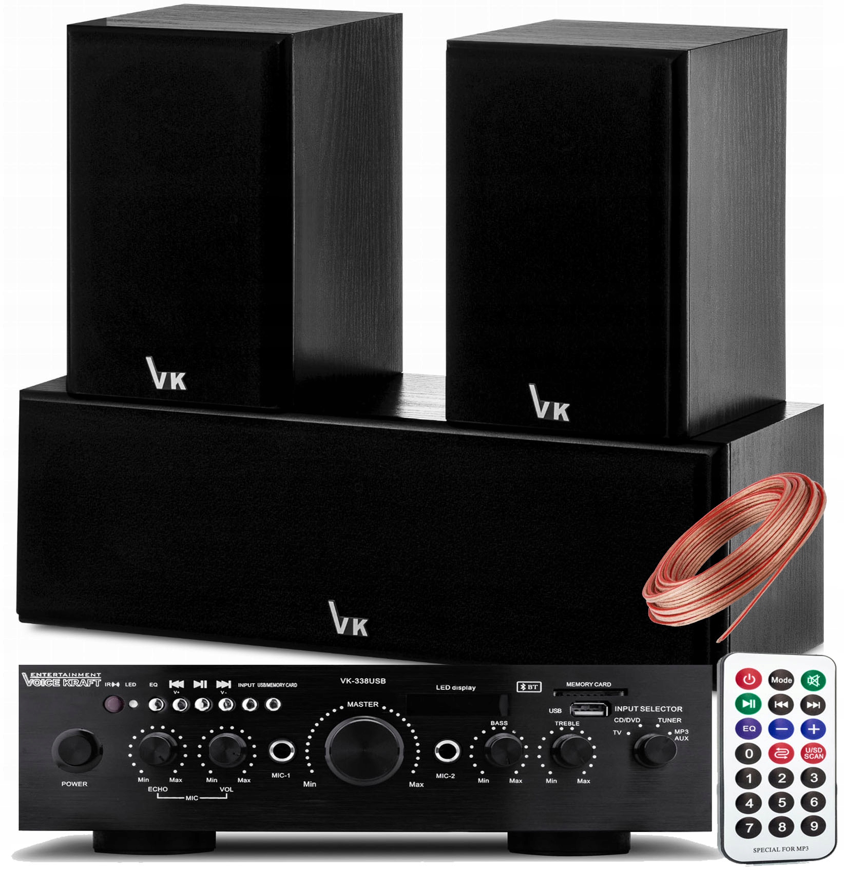 Zestaw Stereo Kino Kolumny Amplituner Bluetooth