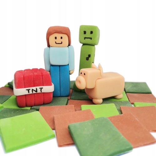 Levně Cukrová sada na dort ve stylu Minecraft