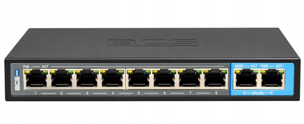 Switch PoE 8x PoE, 2x Lan BCS-B-SP0802G 10-portový Bcs Basic