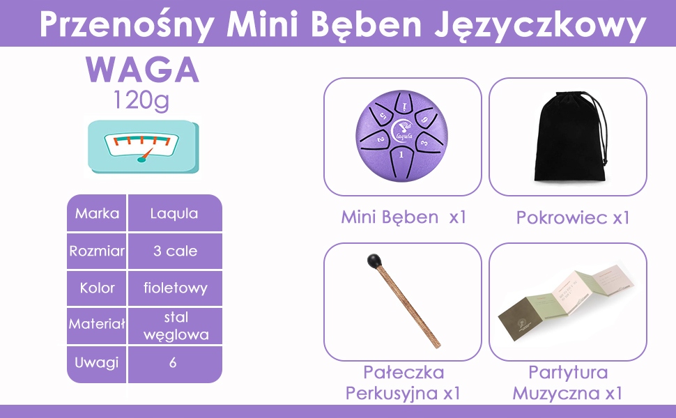 BĘBEN JĘZYKOWY INSTRUMENT RELAKSUJĄCY PERKUSJA + MŁOTEK DO MEDYTACJI FIOLET Kod producenta BĘBEN JĘZYKOWY PERKUSJA BĘBENEK + MŁOTEK