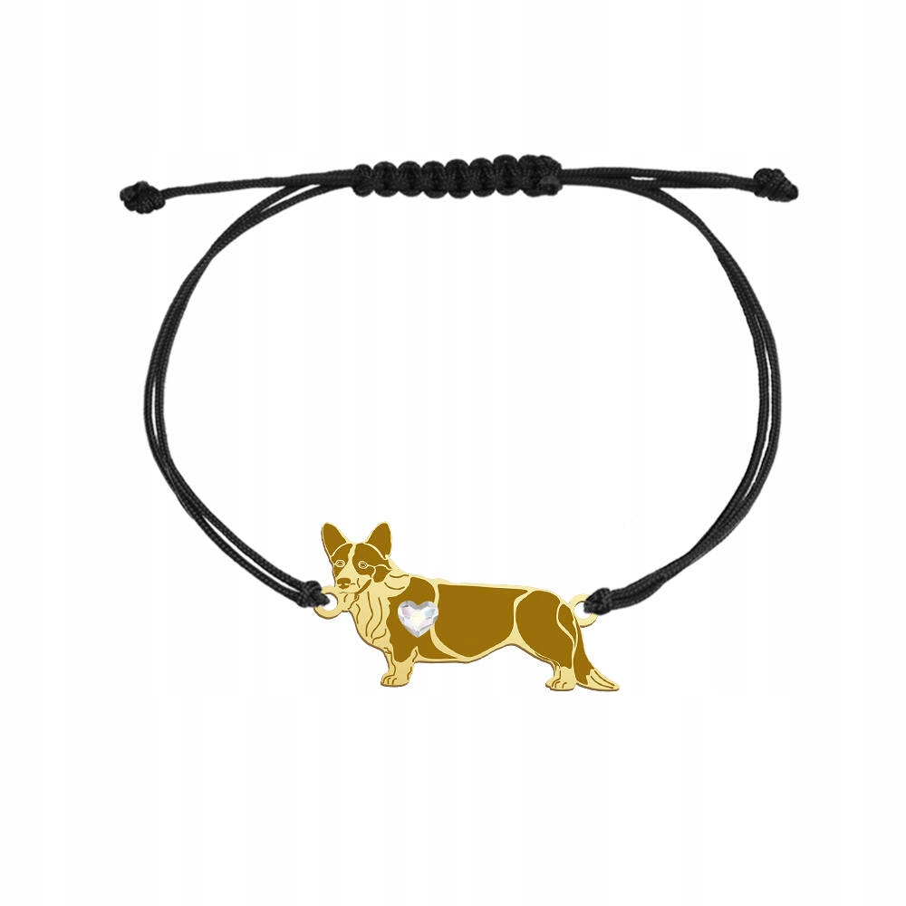 Zlatý náramek s psem Welsh Corgi Cardigan 925 Šperky Gravírování Bonus